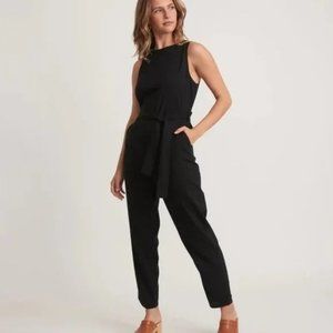 Marine Layer Eloise Open Back Jumpsuit Black Sleeveless Stretch Womens S…
